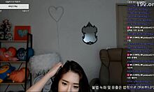 Gadis amatir Korea memberikan blowjob di webcam